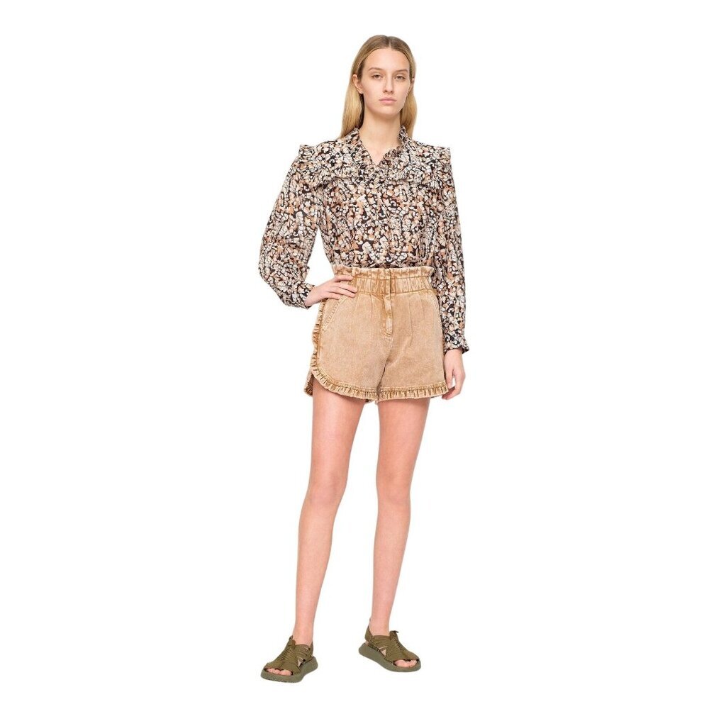 Sea New York Idun Shorts Pacific Womens Size 0 Ruffled Hem High Rise Denim Boho